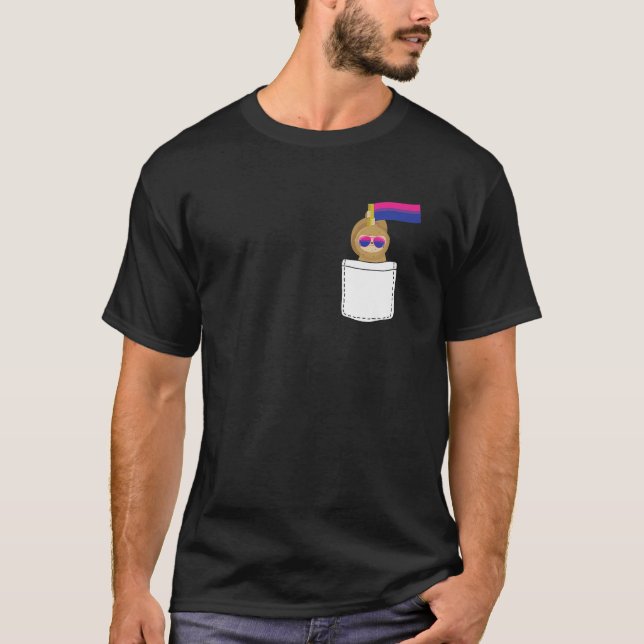 T-shirt Sloth Pocket Bisexual Pride mignonne Animal Fière  (Devant)