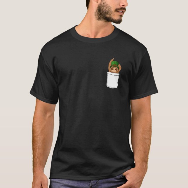 T-shirt Sloth Pocket Jour de la Saint Patrick mignon anima (Devant)