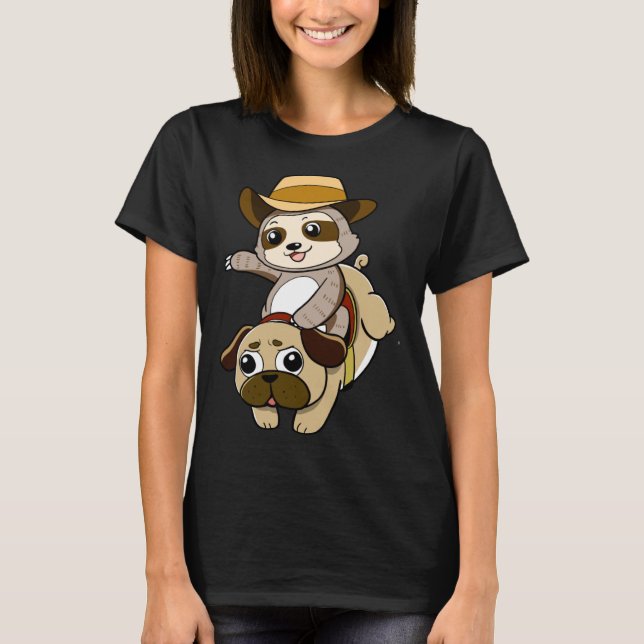 T-shirt Sloth Riding Carlin Chien Enfants (Devant)