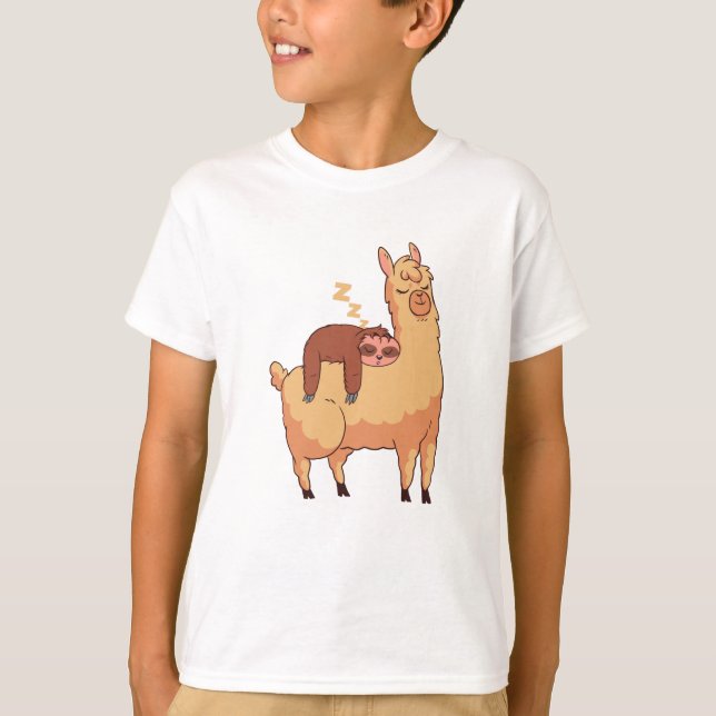 T-shirt Sloth Riding Llama (Devant)