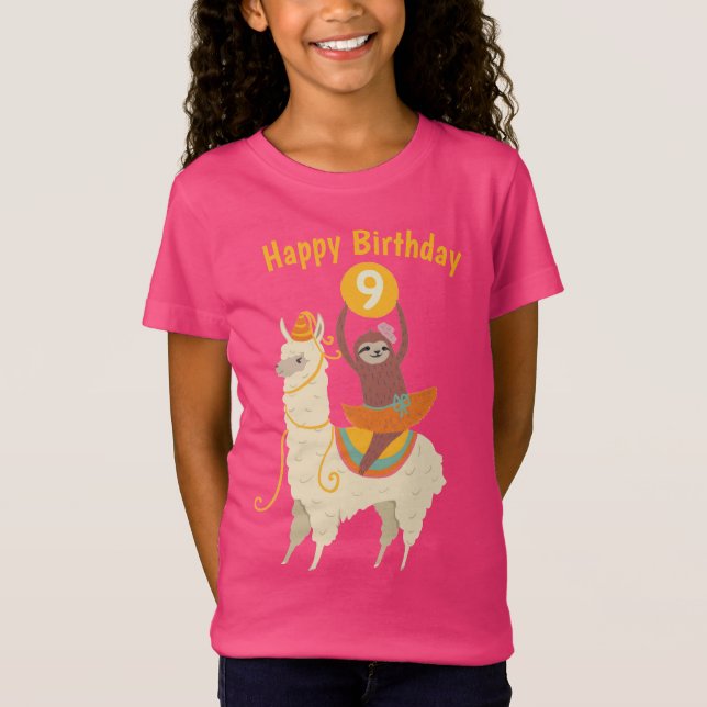 T-Shirt Sloth Riding Llama Anniversaire Personnalisé (Devant)