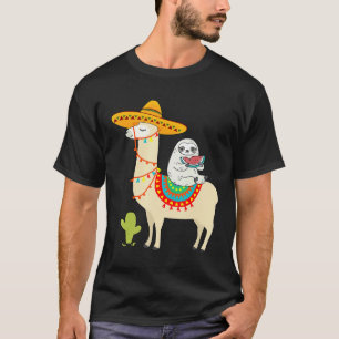T-shirt Sloth Riding Llama Mexicaine Fiessta Cinco De Mayo