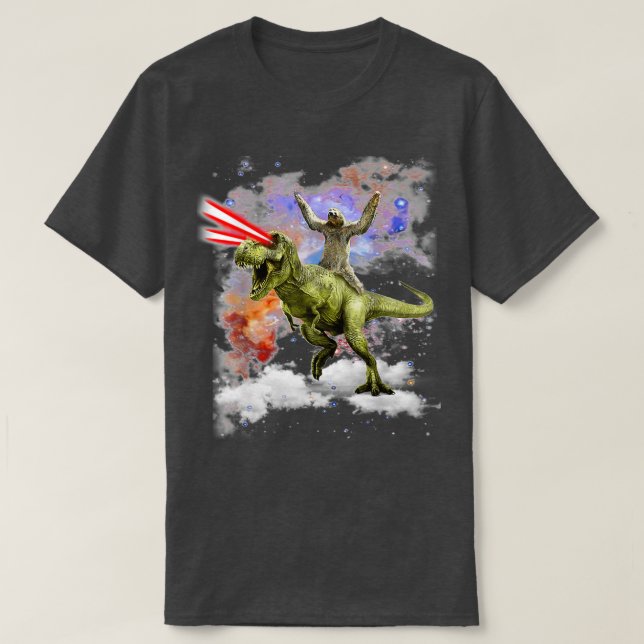 T-shirt Sloth Riding TRex Dinosaur (Design devant)