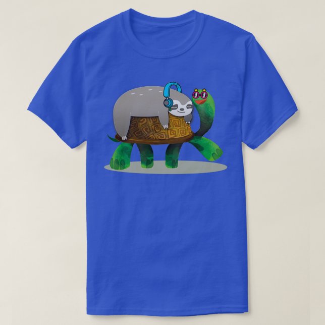 T-shirt Sloth Riding Turtle Lazy Sloth Cadeau (Design devant)