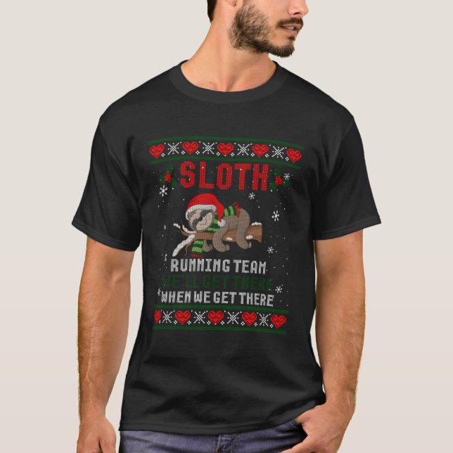 T-shirt Sloth Running Team Nous Arriverons À Vilain (Devant)