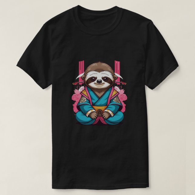 T-shirt Sloth Samurai Cool unique et design animal ironiqu (Design devant)