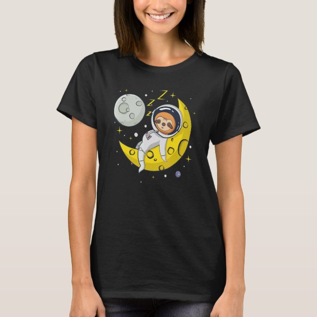 T-shirt Sloth Sleeping on The Moon  Cute Astronaut Sloth (Devant)
