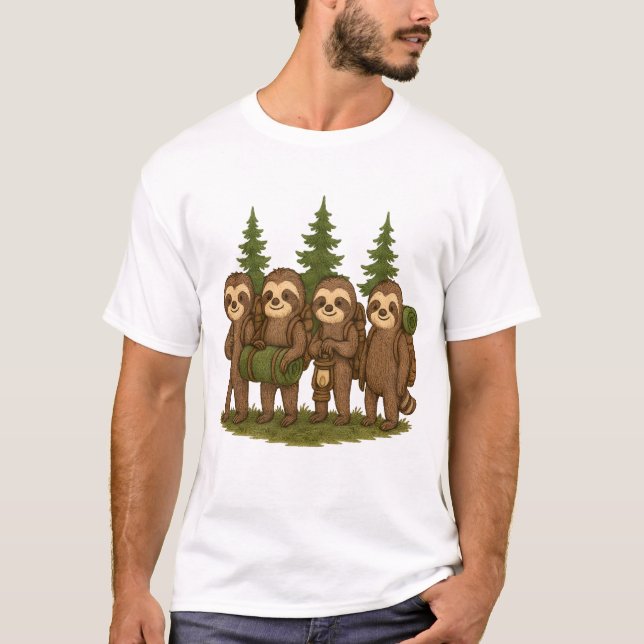 T-shirt Sloth Team Sloth Hiking Camping (Devant)