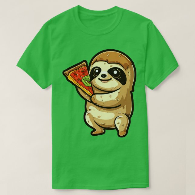 T-shirt Sloth tenant une tranche de pizza (Design devant)