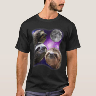 T-shirt Sloth Three Sloth Howling Moon Funny Parody Design