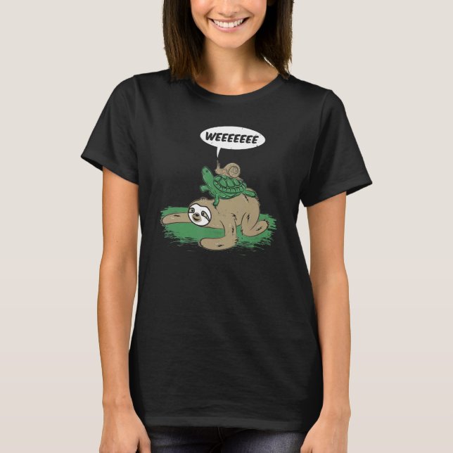 T-shirt Sloth Turtle Snail Riding Lazy Life Race pour un M (Devant)
