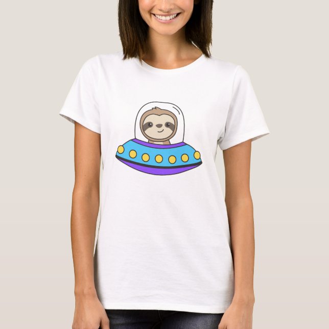 T-shirt Sloth UFO Space Universe Aliens (Devant)