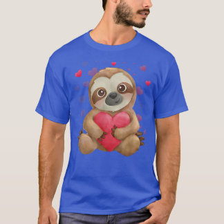 T-shirt Sloth Valentine's Day  for Kids Girls Women Heart 