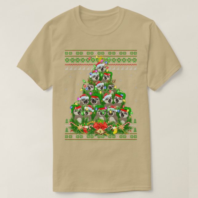 T-shirt Sloth Xmas Lighting Tree Père Noël Sloth Laid Chri (Design devant)
