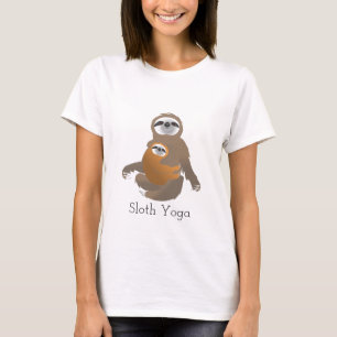 T-shirt Sloth Yoga avec maman et bébé