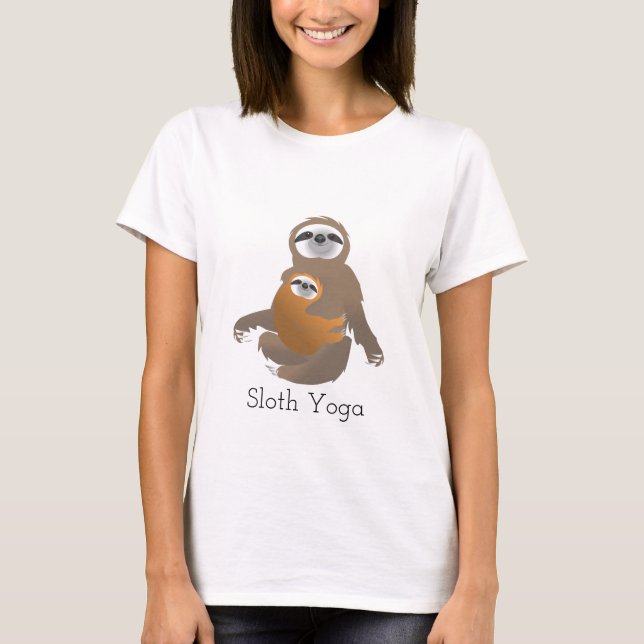 T-shirt Sloth Yoga avec maman et bébé (Devant)