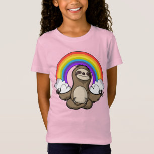 T-Shirt Sloth Zen Yoga Méditation Rainbow Animal