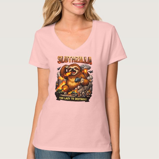 T-shirt Slothzilla Too Lazy to Destroy,Funny Kaiju Monster (Devant)