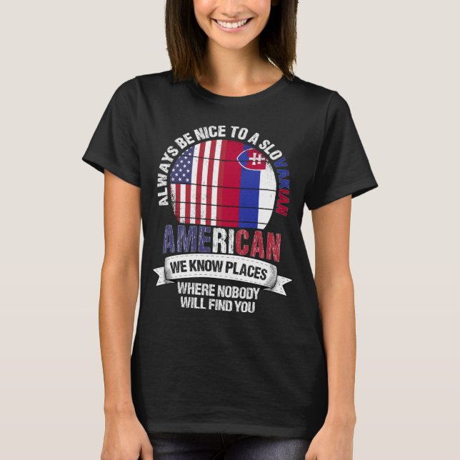 T-shirt Slovakian American know Places Slovaquie Drapeau (Devant)