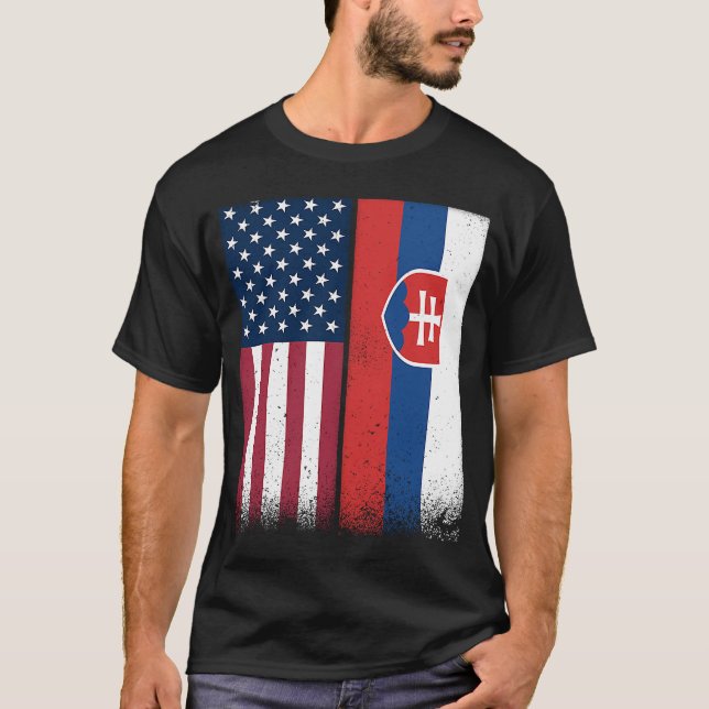 T-shirt Slovaquie Slovaque Drapeaux américains Fier USA Sl (Devant)