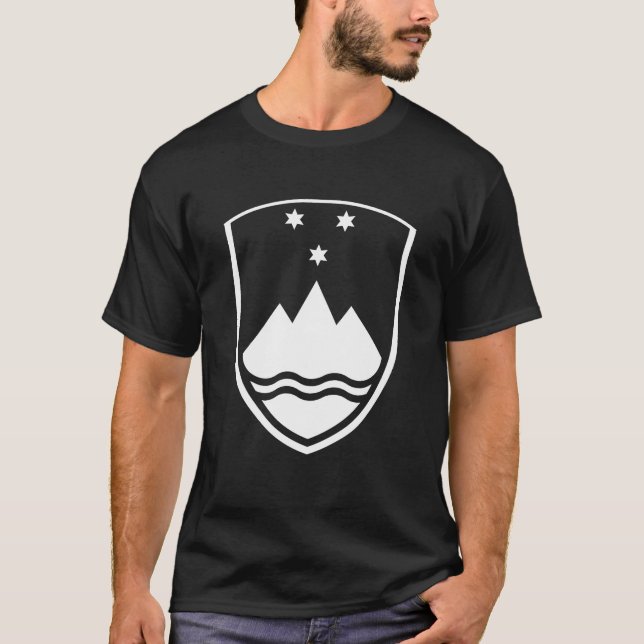 T-shirt Slovenia Coat of Arms Symbol Black and White (Devant)