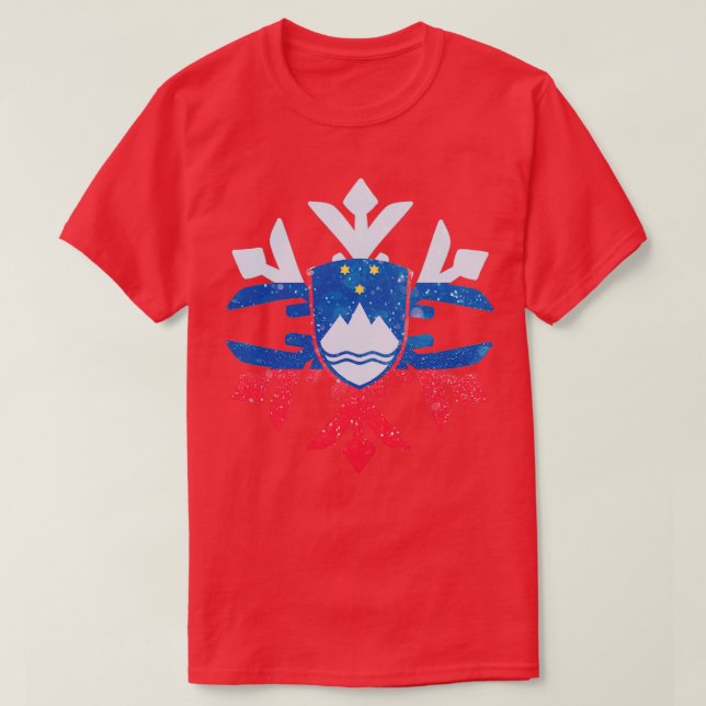 T-shirt Slovenia Flag Winter Snowflake Design (Design devant)