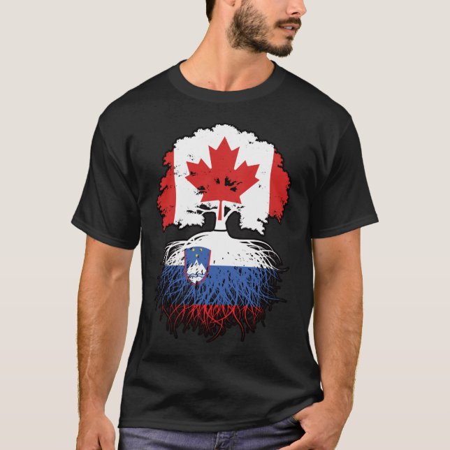 T-shirt Slovénie Drapeau canadien slovène des racines d'ar (Devant)