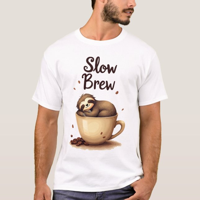 T-shirt Slow Brew Coffee Sloth (Devant)