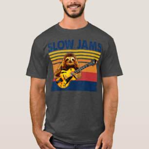 T-shirt Slow Jams GUITAR Funny Sloth Jouer de la guitare
