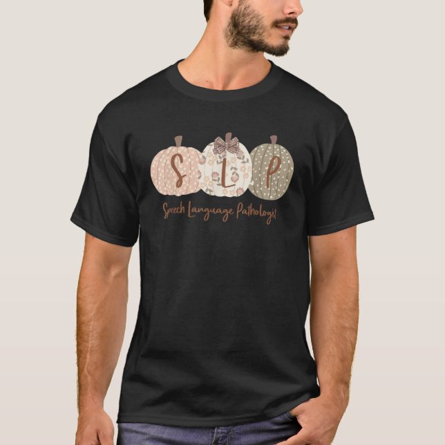 T-shirt SLP Citrouille Discours Langue Pathologiste Automn (Devant)
