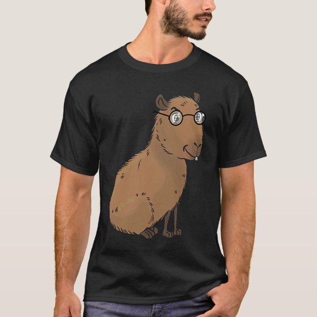 T-shirt Smart Capybara with Glasses Work Outfit Home offic (Devant)