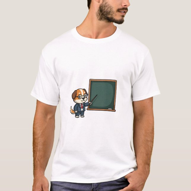 T-shirt Smart Dog Professor in Suit Pointing at Blackboard (Devant)