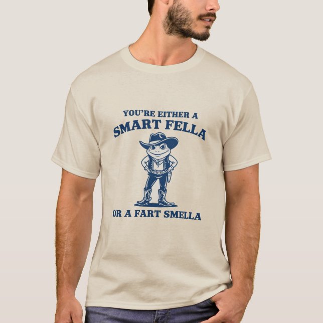 T-shirt Smart Fella ou Fart Smella Grenouille Rétro Mème D (Devant)