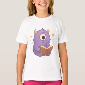 T-shirt Smart Reading Monster — Purple Book Lover Kids Tee