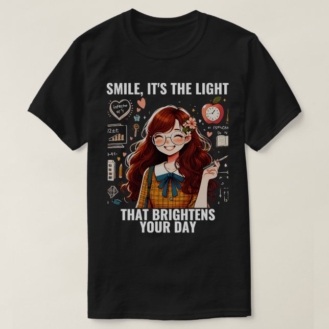 T-shirt Smile Bright Funny Enseignant en mathématiques ret (Design devant)
