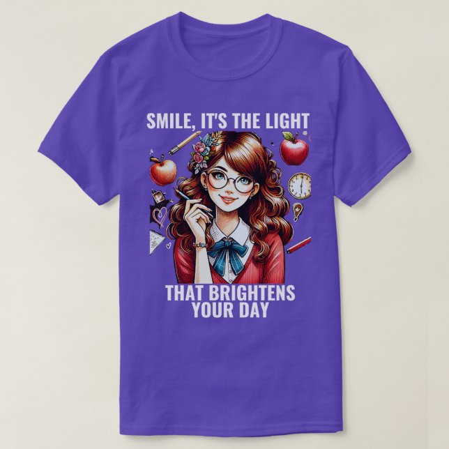 T-shirt Smile Bright Funny Enseignant en mathématiques ret (Design devant)