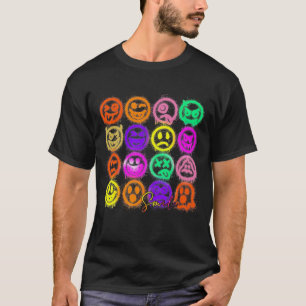 T-shirt Smile Face Emoticons Fun Vivid Graffiti Smileys Gr