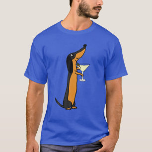 T-shirt Smilemores Funny Dachshund Dog Drinking Martini