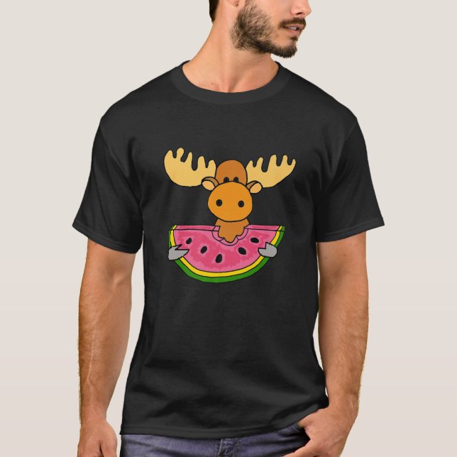 T-shirt Smilenows Funny Moose Manger de la pastèque Carica (Devant)