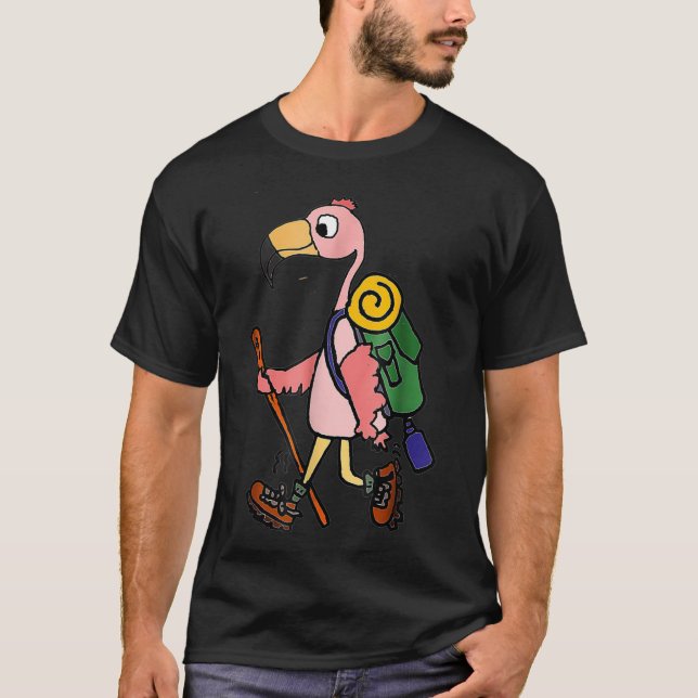 T-shirt Smilenowtees mignonne Flamant rose rose Randonnée (Devant)