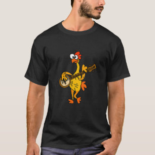 T-shirt Smileteestank Funny Rubber Chicken Jouer Banjo C