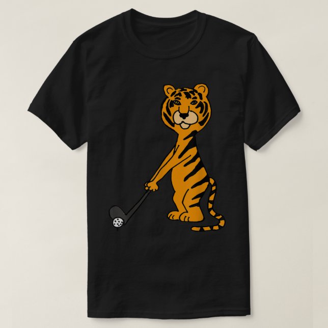 T-shirt Smiletodaytees Cool Tiger Chat Jouer Golf (Design devant)
