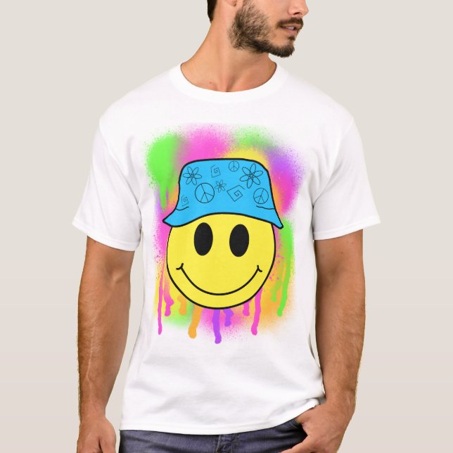T-shirt Smiley, Casquette du seau (Devant)