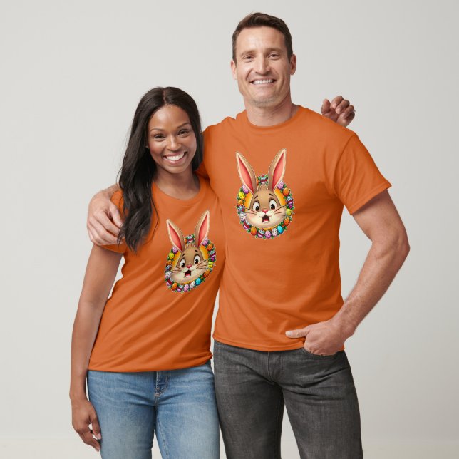 T-shirt Smiling Easter Bunny – Floral Frame camiseta (Unisexe)