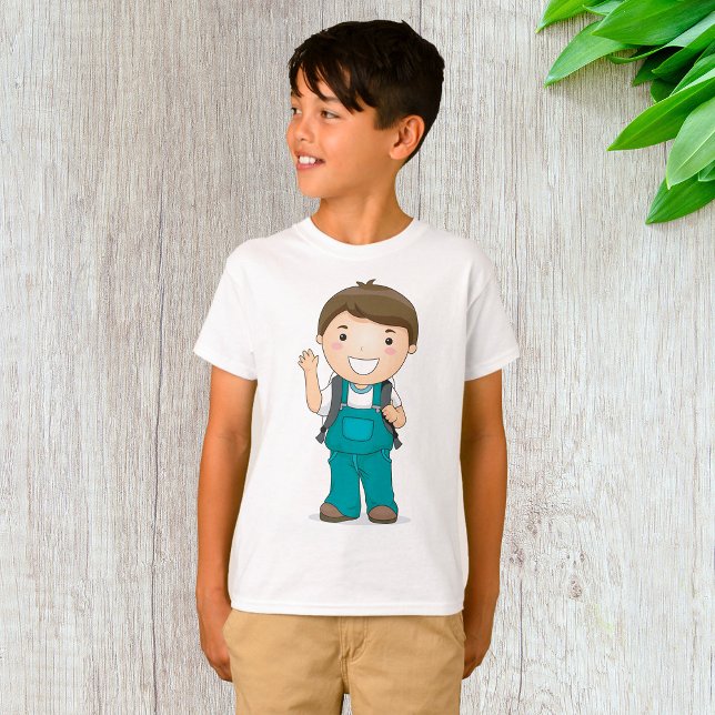 T-shirt Smiling School Boy avec sac à dos (Créateur téléchargé)