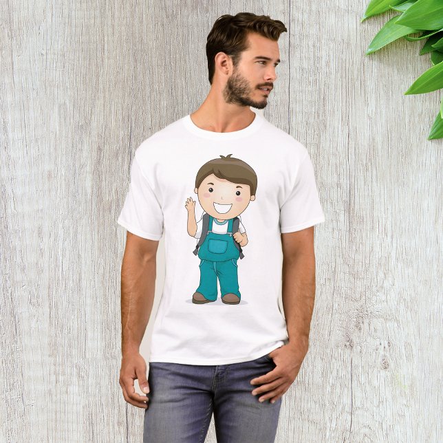 T-shirt Smiling School Boy avec sac à dos (Créateur téléchargé)