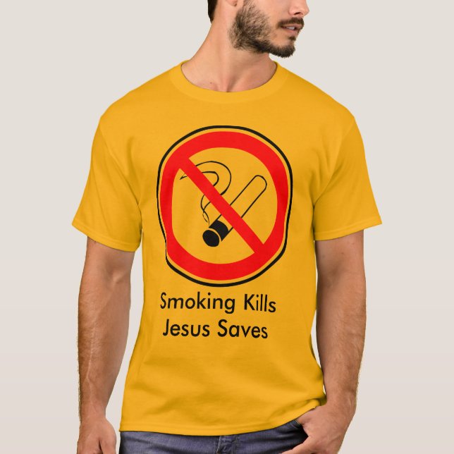 T-shirt Smoking Kills et Jésus Saves (Devant)