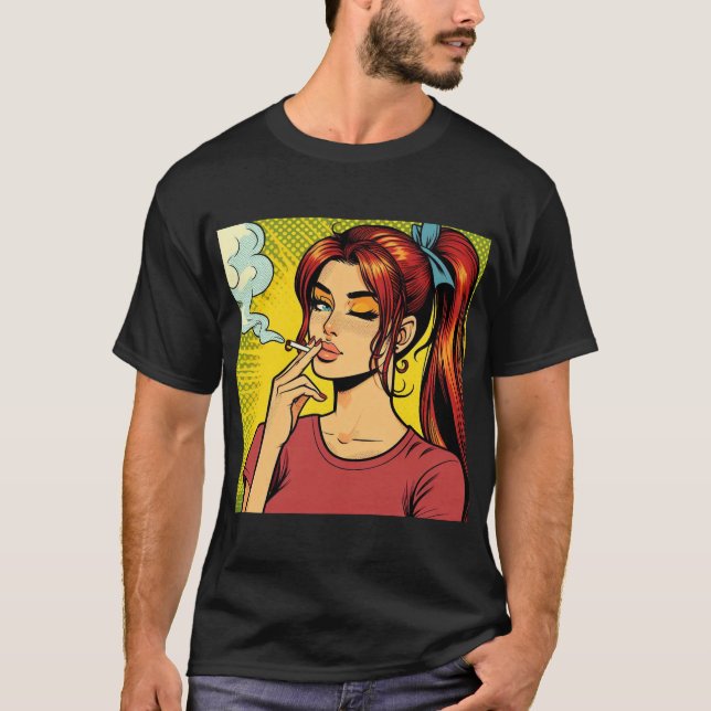 T-shirt Smoking lovers | Pop art | Girl Stoner | Cigarette (Devant)