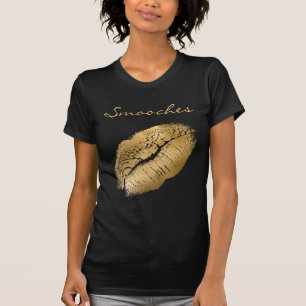 T-shirt Smooches Black et Gold Lipstick
