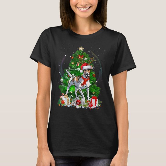 T-shirt Smooth Fox Terrier Christmas Tree Light Pajama Dog (Devant)